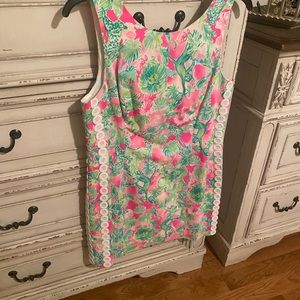 Lilly Pulitzer size 12 Mila shift EUC in pattern Green Raz Berry -Catty Shack